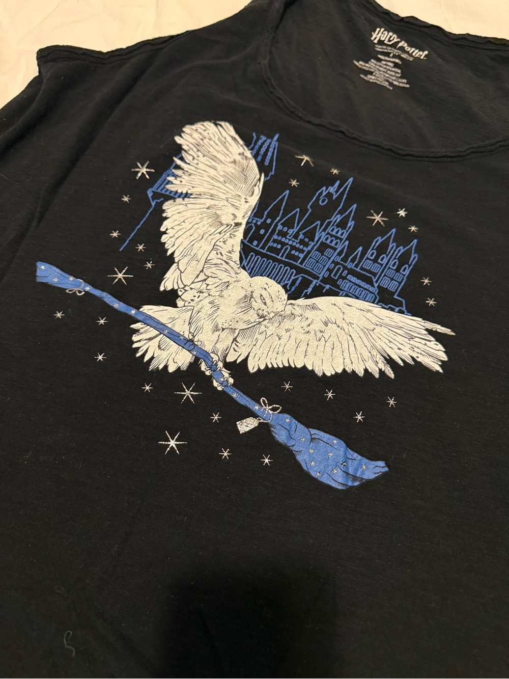 Torrid Harry Potter Pajama Set - 4X Black Hedwig Tank + 3X Blue Stripe Shorts - Picture 7 of 8